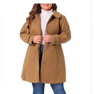 Agnes Orinda Women's Plus Size Coats Single Breasted Trench Jacket Winter